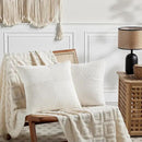 Fancy Homi 2 Packs Cream White Euro Decorative Throw Pillow Covers 26x26 Inch for Couch Bed Sofa, Farmhouse Boho Home Decor, Soft Corss Corduroy Patchwork Textured Square Cushion Case 66x66 cm by CozyNest Decor