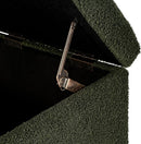 Adeco 17 Inch Soft Dark Green Cube Ottoman Storage, Teddy Velvet Chair Foot Stools, Upholstered Vanity Stool with Hinged Lid, Solid Round Wood Legs by CozyNest Decor