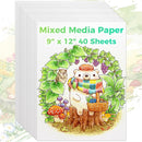 Mixed Media Paper 9" x 12", 40 Sheets (98lb/160gsm) Multipurpose Heavyweight Loose Drawing Art Paper for Sketching, Sketch Book, Gouache, Painting, Sketchbook, Drawing Pad Book, School by TinyTreasures Baby Boutique