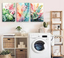 3pcs Framed Tropical Botanical Canvas Wall Art Monstera Leaves Posters Botanical Prints Bohemian style Wall Decor Pictures Palm Leaves Paintings for Bathroom living room Decoration by CozyNest Decor