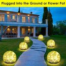Solar Garden Lights, 2 Pack 60 LED Cracked Glass Solar Globe Lights Outdoor Decoration, Upgraded Waterproof Warm White LED Lights for Yard Pathway Patio Lawn Christmas Outside Decor, 4.73" by GreenHaven Gardens