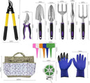 41-Piece Premium Gardening Tool Set, Stainless Steel Heavy Duty Gardening Tool Kit, with Non-Slip Rubber Grip, Storage Tote Bag, Outdoor Hand Tools, Ideal Gardening Gifts for All (Purple Floral) by GreenHaven Gardens