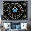 Aipon Blue Butterfly Moon Flower Tapestry Botanical Boho Plant Floral Wall Hanging for Bedroom and Living Room (36.00'' 48.00'', Blue) by CozyNest Decor