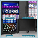 128 Cans Beverage Refrigerator Cooler, 3.2 Cu.Ft Mini Drink Fridge Glass Door for Drink Beer Soda Wine, Small Beer Fridge with 4 Removable Shelves for Kitchen Bedroom, Office Bar Gaming Room, Black by CozyNest Decor