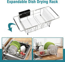 Dish Drying Rack in Sink, Expandable Stainless Steel Dish Drainers for Kitchen Counter, Dish Dryer Rack for Inside Sink, Over The Sink Dish Racks with Utensil Holder, Silver by CozyNest Decor