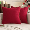 MIULEE Pack of 2 Christmas Pillow Covers 20x20 Inch Red Farmhouse Decorative Throw Pillow Covers with Stitched Edge Soft Chenille Solid Dyed Couch Pillow Covers for Sofa Bed Living Room by CozyNest Decor