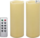 iZAN 2 PCS Outdoor Flameless LED Pillar Candle with Remote & Timer - Long Lasting Waterproof Flickering Battery Operated Electric Candle for Christmas Lantern Party Wedding Decoration 3"x8" by GreenHaven Gardens