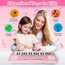 Kids Toddler Toy Piano Keyboard, 37 Key Pink Pianos for Kid Music Toys Instruments with Microphone for 3 4 5 6 7 8 Year Old Girl Boy Birthday/Christmas Day Gift by TinyTreasures Baby Boutique