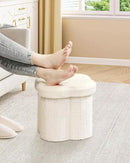 B FSOBEIIALEO Storage Ottoman Cube, Flowers Shaped Ottomans with Storage Foot Stool Footrest for Lving Room, Boucle Ottoman Seat for Dorm Room,Faux Teddy Fur, Cream White 12.6"x12.6"x12.6" by CozyNest Decor