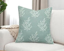 VAGMINE Embroidered Leaves Throw Pillow Cover - 20x20 Inches Square - 100% Cotton Light Teal Cushion Cover - Elegant Leaf Embroidery - Soft Boho Accent for Sofa, Lounge, Contemporary Décor by CozyNest Decor