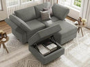 Bellfin Modular Sectional Sleeper Sofa Convertible Sofas with Storage Ottomans Small Sectional Couches for Living Room. Light Grey Couch by CozyNest Decor