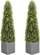 48 Inch Artificial Boxwood Outdoor Topiary Tree Set of 2, 4FT Potted Boxwood Tree Cone Topiary Artificial Plant Shrub for Front Porch Home Office Decor… by GreenHaven Gardens