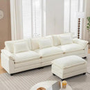 URRED Modular Sectional Sofa Comfy Cloud Couch, Modern Chenille Sofa Sleeper Deep Seat Couches with Ottoman/Pillows for Living Room (White, 117''- L Shape) by CozyNest Decor