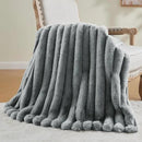 BEDELITE Faux Fur Throw Blanket for Couch, Soft and Cozy Luxurious 3D Striped Fluffy Blanket, 770GSM Thick Warm Plush Fuzzy Faux Rabbit Fur Blanket for Women Gift (Crey, 50"x 60") by CozyNest Decor
