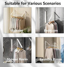 Dr.DJ Clothes Drying Rack with Rod, Wall-Mounted Retractable & Foldable Clothes Hanger for Laundry Room Organization and Storage, Metal Clothes Hanger Rack for Dorm, Closet, Balcony 2Rack,1Rod White by CozyNest Decor
