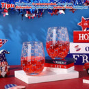 Sliner 2 Pack Patriotic Stemless Wine Glasses 17oz Red Blue Bow Drinking Glasses Independence Day Tumbler Cups for 4th of July Party Supplies Memorial Day Gift Decorations by CozyNest Decor