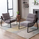 DUOMAY Modern Accent Arm Chair Set of 2, Comfy Linen Lounge Lazy Chair with Metal Leg, Mid-Century Corner Chair for Living Room Bedroom Office Apartment, Grey by CozyNest Decor