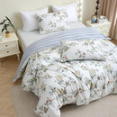 ABREEZE Floral Duvet Cover Queen Size Set Bird Flowers Bedding Set 100% Brushed Cotton Bedding Collection 1 Duvet Cover with 2 Pillowcases White by CozyNest Decor