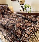 Bohemian Mud Cloth Handmade Throw with Tassels - 120x180 CM Handblock Printed Floral Cotton Blanket, Soft Handloom Sofa Throw for Living Room, Bed, Couch & Home Décor by CozyNest Decor