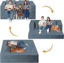 Folding Bean Bag Chair for Adults,3-in-1 Bean Bag Couch Faux Fur Floor Sofa Large Beanbag Convertible Bean Bag Sofa Bed with Pillow in Bedroom,Living Room,Apartment(Queen,Gray) by CozyNest Decor