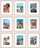 Vittanly 8x10 Picture Frames Set of 9, Shatter Resistant Plexiglass, Display 5x7 Pictures with Mat or 8x10 without Mat, Photo Frames for Wall or Tabletop, Engineered Wood, Rustic Pink by CozyNest Decor