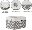 Bidtakay Basket Storage Bins Baskets for Organizing Set of 3 Collapsible Cloth Storage Linen Closet Organizer 15 X 11 X 9.5 Inches Large Foldable Baskets for Shelves (White&Quatrefoil Grey) by TinyTreasures Baby Boutique