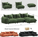 Modern Minimalist Chenille Modular Sectional Sofa, Deep-Seat 3-Seater L-Shaped Couch with Movable Ottoman and Thick Cushions, Upholstered Sofa for Living Room, Bedroom, Office, Apartment(Green L Sofa) by CozyNest Decor