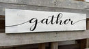 Gather Signs for Home Decor White, Rustic Farmhouse Dining Room Decor Wood Wall Hanging Plaque Gather Wall Decor for Living Room Kitchen Signs 4x16 Inch by CozyNest Decor