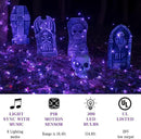 Rotu Halloween Lights Outdoor 114.8 ft 300 LED String Lights with Music Sync Spooky Sounds Halloween Decorations Fairy Lights Indoor Waterproof for Yard Porch Haunted House Decor (Purple) by CozyNest Decor