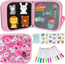 Erasable Doodle Set for Kids - Magic Drawing Book with 12 Watercolor Pens, 14 Pages - Road Trip Car Game Writing Painting Set for Boys and Girls (Rabbit) by TinyTreasures Baby Boutique