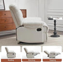 Rocker Recliner Chair, Overstuffed Manual Rocking Recliner for Adults, Upholstered Comfy Soft Fabric Living Room Reclining Sofa Chair (Beige Fabric) by CozyNest Decor