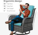 Outdoor Swivel Rcoker Wicker Chairs - Swivel Patio Chairs Set of 2 Patio Furniture Sets with Covered Cushion for Porch Deck Balcony Backyard, Turquoise Cushion by GreenHaven Gardens
