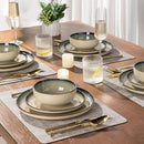 GBHOME Ceramic Dinnerware Sets for 4, 12 Pieces Stoneware Plates and Bowls Sets, Scratch Resistant Dishes, Dishwasher & Microwave Safe, Reactive Glaze-Gravel by CozyNest Decor