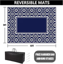 RV Outdoor Rug Waterproof Mat 9'x12' Camping Carpet Blue Outside Area Rugs Reversible Rugs for Deck Entryance Porch Picnic Balcony Beach by GreenHaven Gardens