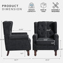 Lumibee High Back Accent Chair,Upholstered Wingback Armchair with Solid Wood Legs for Small Spaces,Comfy Single Sofa Chair for Living Room,Bedroom,Office-Black Blue by CozyNest Decor