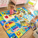 Kids Rugs for Playroom Bedroom Classroom Nursery, Non-Slip and Washable Rugs for Children Toddlers Girls, Educational and Fun Rug Carpets with ABC Alphabet Animals Shapes, 7x10, Blue by CozyNest Decor