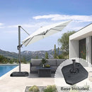 PURPLE LEAF 8 Feet Square Cantilever Umbrella Patio Umbrella with Base Outdoor Umbrella Aluminum Offset with 360-degree Rotation for Garden Deck Pool Patio White by GreenHaven Gardens