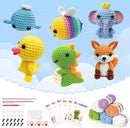 VICWARLWX 6 Pack Crochet Kit for Beginners Kids, Crochet Animal Kit for Kids, Knitting Kit for Beginners, Crochet Starter Kits, Animal Craft Knitting Crocheting Kits with Step-by-Step Video Tutorials by TinyTreasures Baby Boutique
