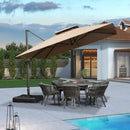 PURPLE LEAF 11ft Patio Umbrella with Base Included Large Offset Umbrella Hanging Double Top Square Cantilever Outdoor Umbrella for Garden Deck Backyard Pool Taupe by GreenHaven Gardens