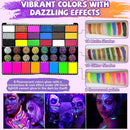 Professional Face Painting Kit for Kids – 42 Color Water Activated Facepaint Makeup Kit, Non-Toxic face Paint with Stencils, Gems, Brushes– for Halloween, Parties, Carnival, School Event & Festivals by TinyTreasures Baby Boutique