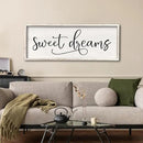 comurdyo Sweet Dreams Wall Decor Above Bed Sign 32" x 12" Master Bedroom Wooden Antique Framed Large Rustic Farmhouse Guest Room Beautiful Simple Hanging Plaque Over Bed Wall Art (White) by CozyNest Decor