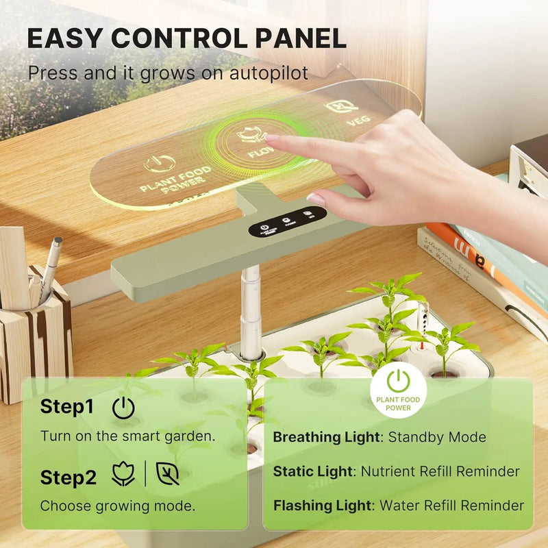 SUNCOZE Hydroponics Growing System Kit 12 Pods, 24W LED Grow Light Indoor Garden, 4L Water Tank with Quiet Pump, Adjustable Height Herb Garden Planter Indoor Kit, Gardening Gifts, Green, photo 6 of 6