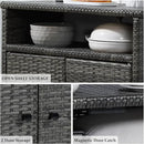 Outdoor Wicker Storage Cabinet,Patio Bar Table with Wheel, Outdoor Buffet Cabinet Movable, Garden Weather-Proof Bar Table/Cart for Indoor&Outdoor (Morden Gray) by CozyNest Decor