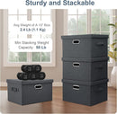 Medium 15" 21 Quart Collapsible Stackable Storage Bins with Lids, 5 Packs Dark Gray Foldable Fabric Closet Storage Boxes with Lids, Lidded Heavy-duty Linen Baskets(15x11x8) by TinyTreasures Baby Boutique