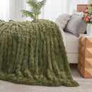 Lotus Karen Faux Fur Blanket Dark Green - Big Bubble Rabbit Fluff King Blankets for The Bed,Softest Fluffy Fuzzy Cozy Blanket,Thick Furry Plush Shaggy Warm Blankets for Women,108x90 Inches by CozyNest Decor