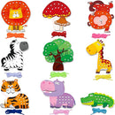 9 Pieces Lacing Cards, Double Sided Sewing Cards in 9 Jungle Animals with 9 Colorful Laces, Imagination Development Lacing Toys Games Educational and Learning Activity for Preschoolers, Kids by TinyTreasures Baby Boutique
