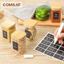 ComSaf Spice Jars with Labels 8 oz 16Pack, Small Spice Containers Starter Set, Glass Seasoning Jars with Lids, Square Seasoning Containers for Salt, Pepper, Chili Powder, Sugar, Loose Tea Storage by CozyNest Decor