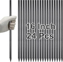VVOKGO Rebar Stakes 16 Inches Ground Concrete Form Stakes (24pcs), Straight Metal Spikes Heavy Duty with Chisel Point End, 5/16" Diameter Steel Anchors for Fence, Concrete Timber, Garden Plants, Black by CozyNest Decor