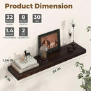 Axeman Floating Shelves for Wall - 32''W x 8'' D Rustic Solid Elm Wood Shelves for Storage, Wall Mounted Display Shelving with Invisible Heavy-Duty Metal Bracket (Walnut, 2PCs) by CozyNest Decor