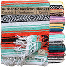 Del Mex Classic Mexican Blanket, Large Authentic Woven Falsa Throw (70"x50"), Artisan Southwest Décor for Beach, Yoga, Outdoors (Mint/Orange) by CozyNest Decor